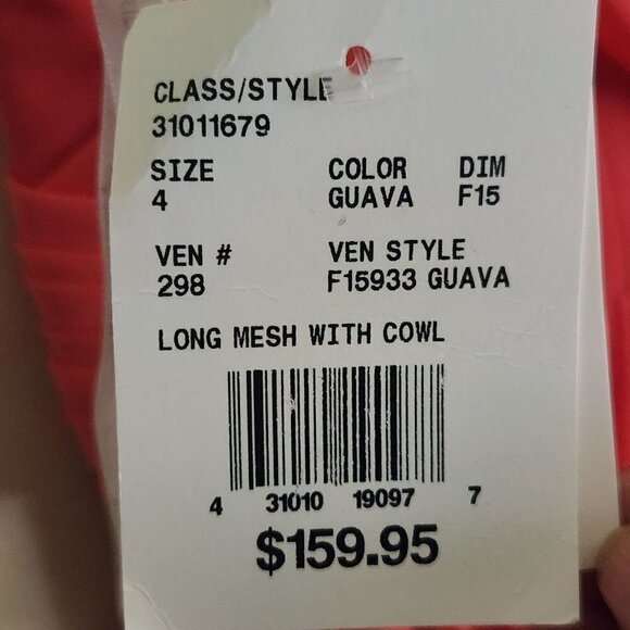 David's Bridal NWT  Style F15933 Guava Long Mesh Dress Cowl Back Detail Size 4 - Picture 11 of 11